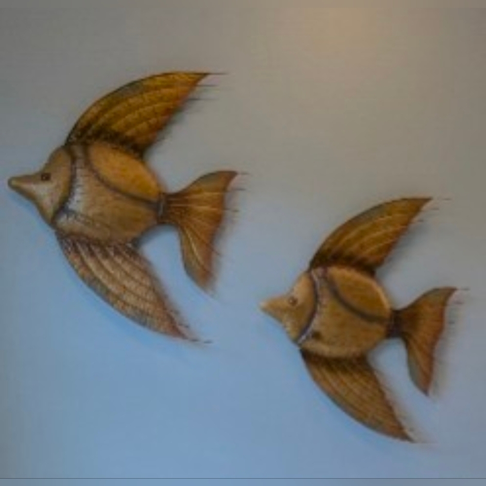 Two Decorative Metal Fish Wall Art